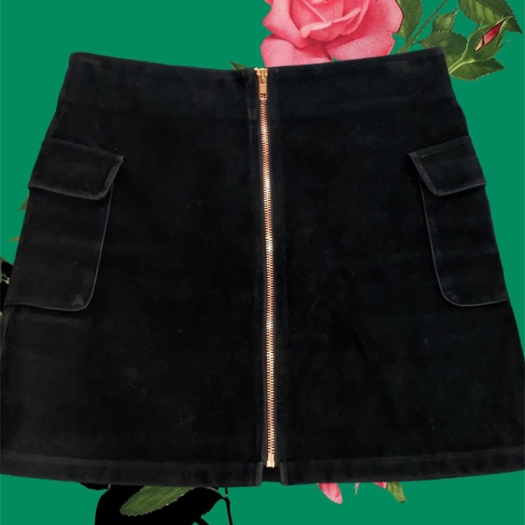 MINKPINK Black Faux-Suede Mini Skirt